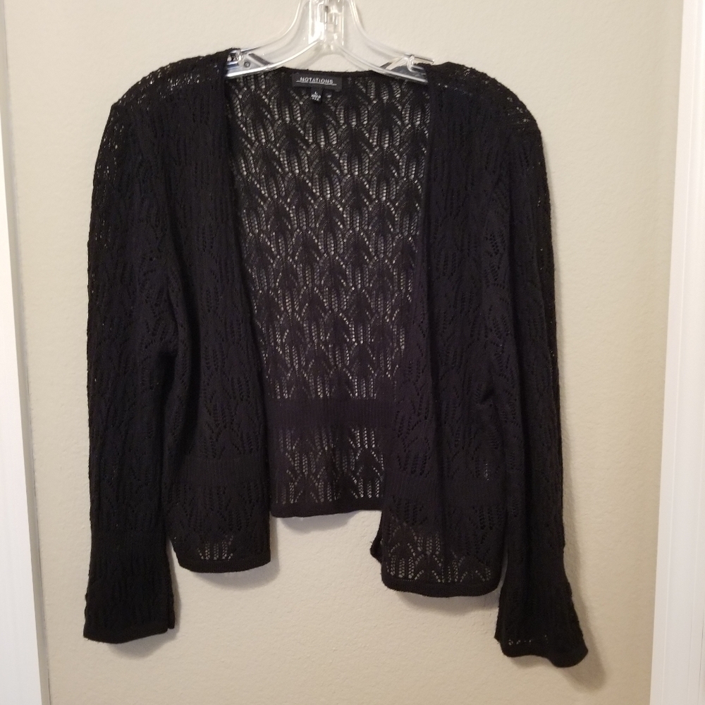 notations large black lace short sweater. Shoulder to Shoulder 16 In Pit To Hem
